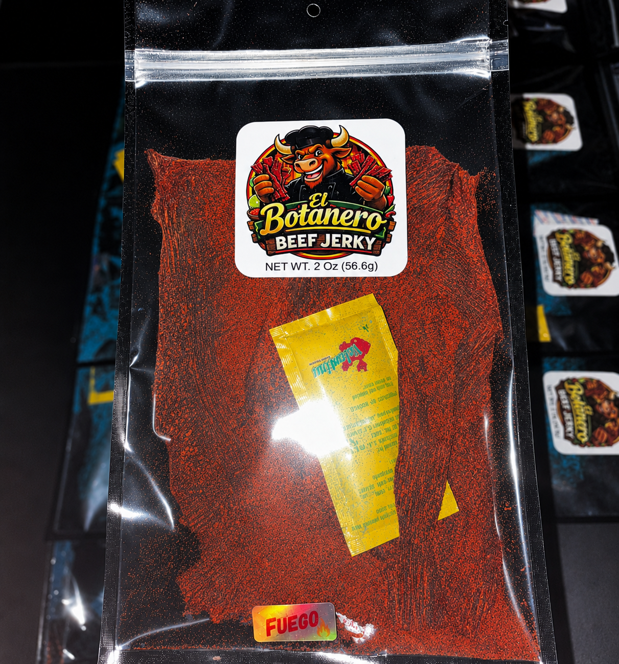 El Botanero FUEGO jerky bag
